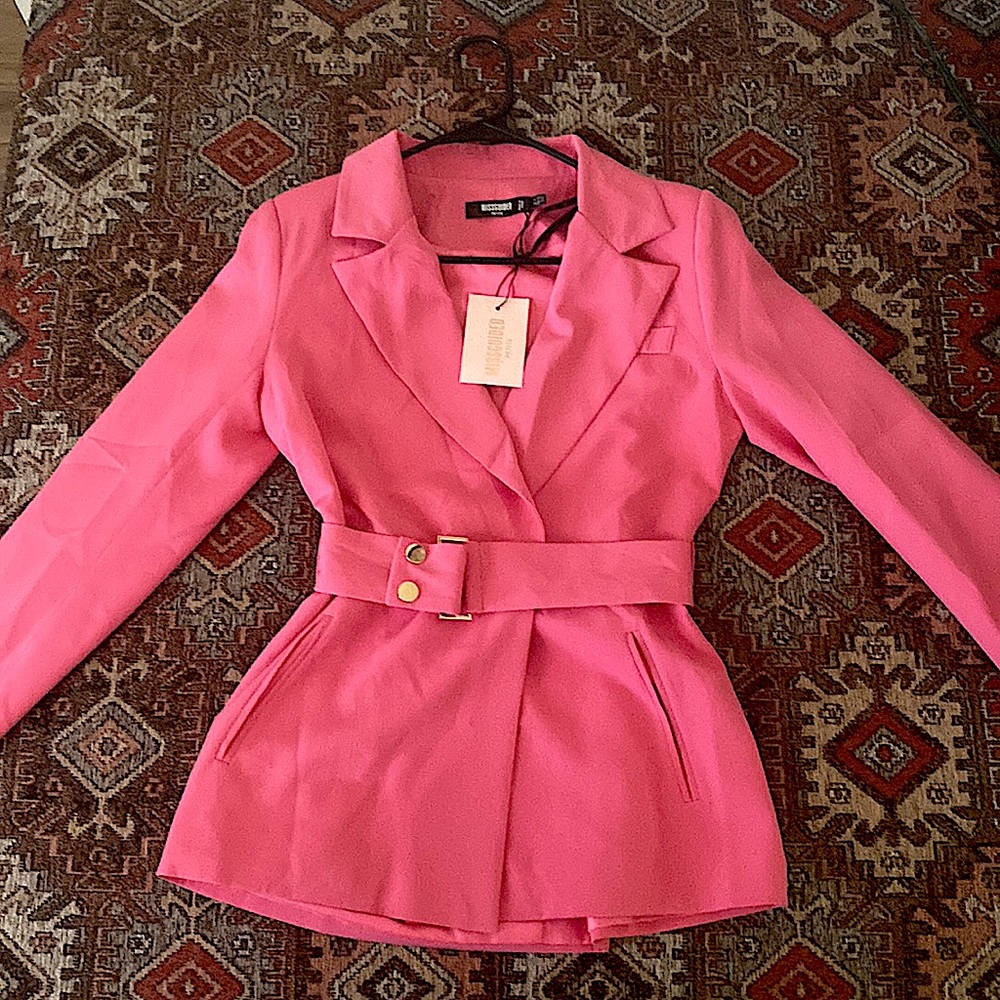 Missguided Petite Co Ord Belted Blazer (Pink) Size: US 0